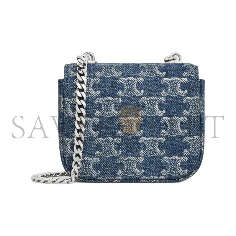 Ce1i*e mini chain claude in denim with triomphe 10l842fin.05ds (11*9.5*4cm)